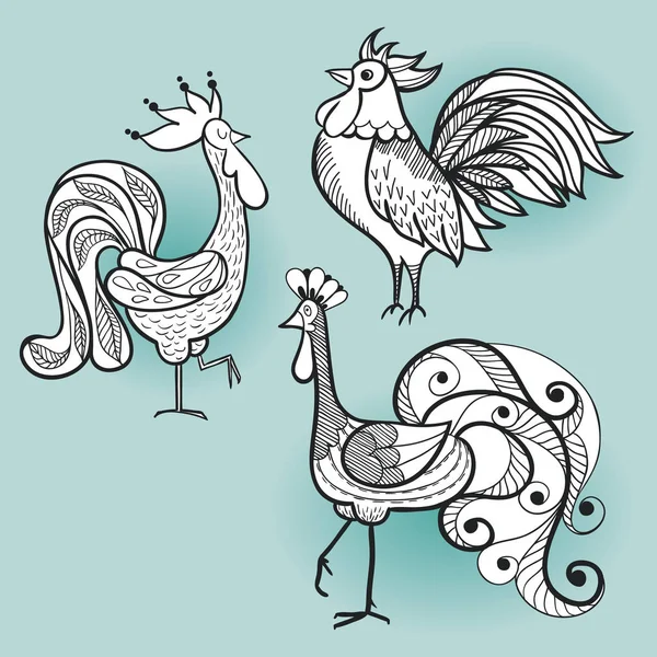 Desenho à mão livre de ilustrações de pássaros — Vetor de Stock