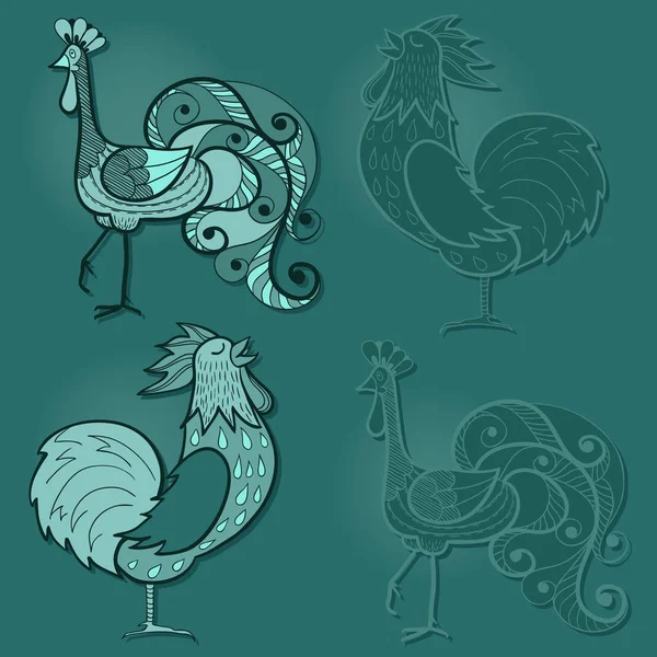 Vrije-stijltekenen van vogels illustraties — Stockvector