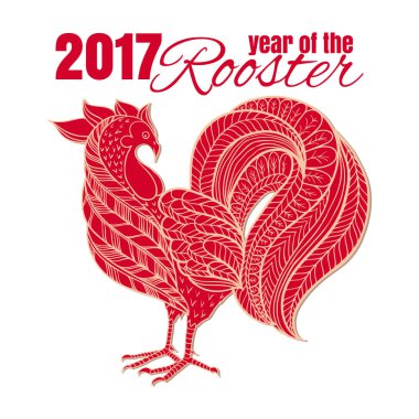 Kuş çizim. Tünek Çin yeni yılı sembolü