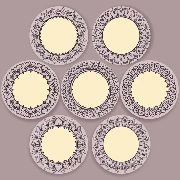 Circular floral ornament template for tattoo, cards or else — Stock Vector