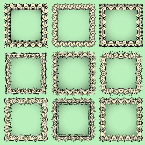 Square frames with eastern elements — Stock Vector