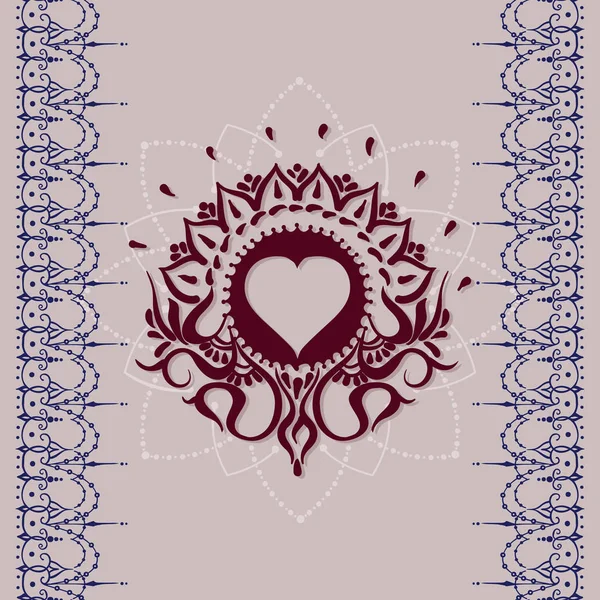 Schizzo del cuore dell'hennè del tatuaggio — Vettoriale Stock