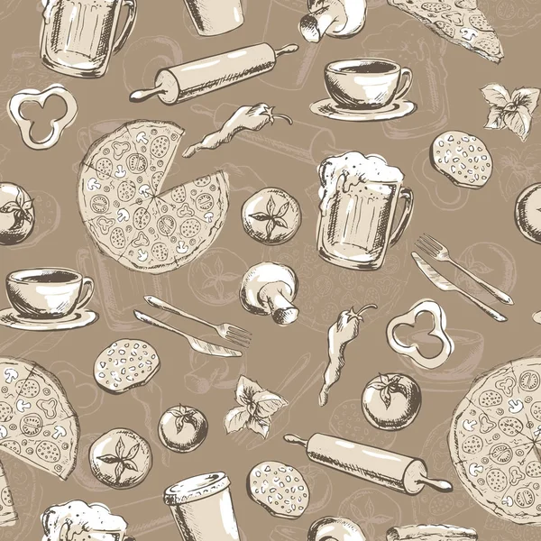Seamless pattern with fast food