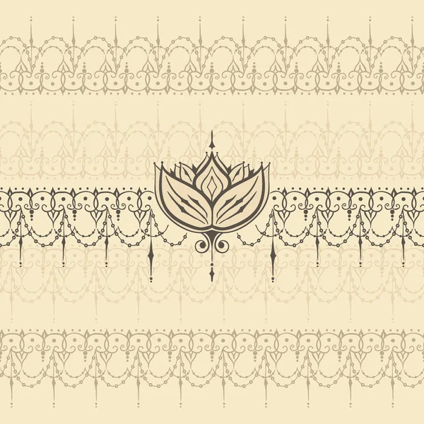 Sketch of endless stripes with lotus flower in henna tattoo styl — Stock Photo, Image