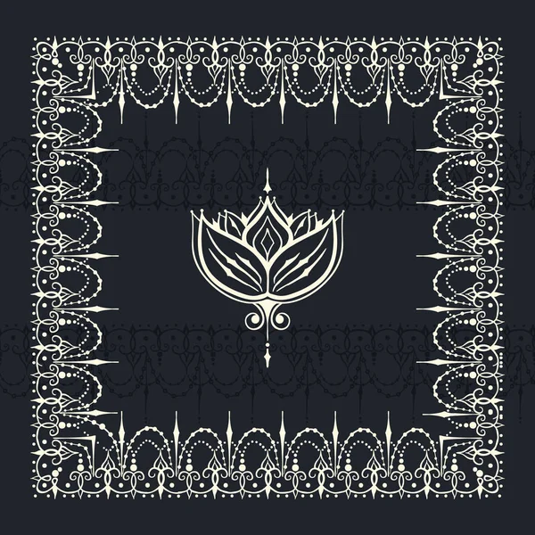 Szkic granicznych i niekończące się paski z kwiat lotosu w henna — Zdjęcie stockowe
