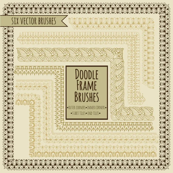 Altı dış, iç, başlangıç ve bitiş çinileri ile vektör fırçalar doodle