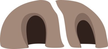 Düz dizaynlı çift mağara girişleri