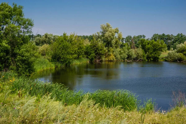 Lake Village Landscape Daytime — Stock Photo, Image