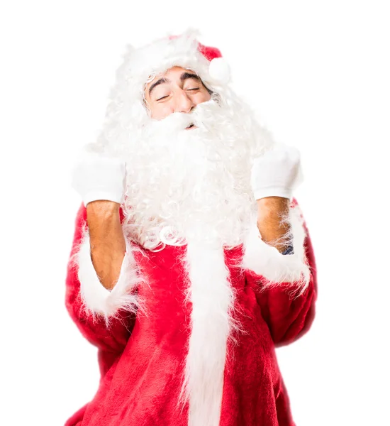 Jultomte med firar tecken — Stockfoto