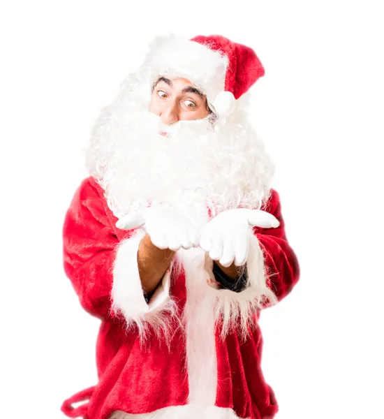 Santa claus visar tecken — Stockfoto