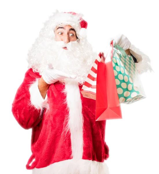Noel Baba ile alışveriş torbaları — Stok fotoğraf