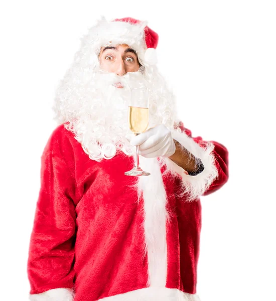 Jultomten med en drink — Stockfoto