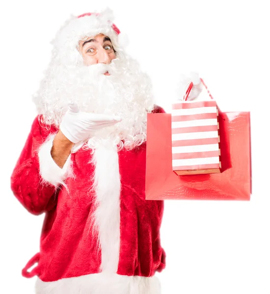 Jultomte med kassar och påsar — Stockfoto