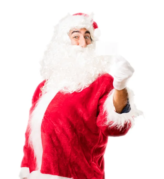 Papai Noel com cartão de nome — Fotografia de Stock