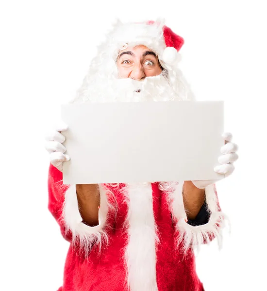 Papai Noel com cartaz — Fotografia de Stock