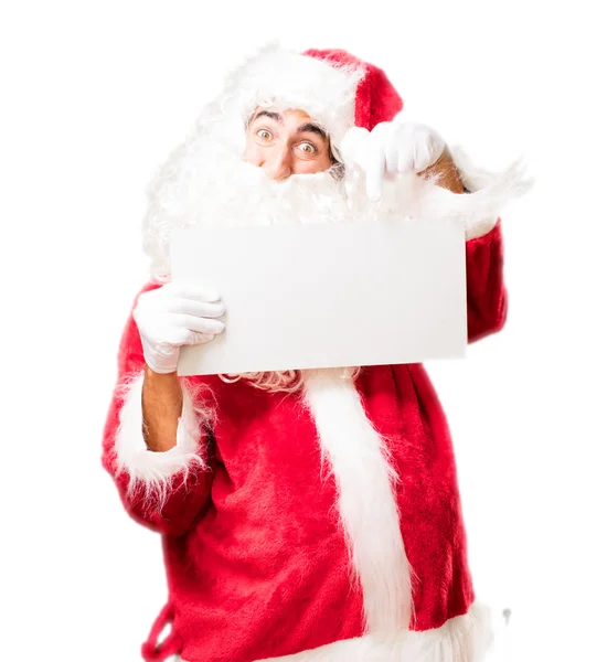 Papai Noel com cartaz — Fotografia de Stock