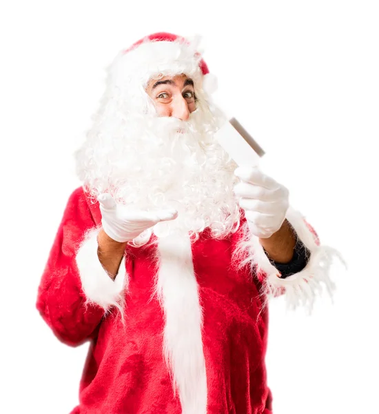 Santa claus with saving bank — Stock Photo, Image