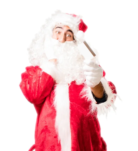 Santa claus bij het opslaan van de bank — Stockfoto