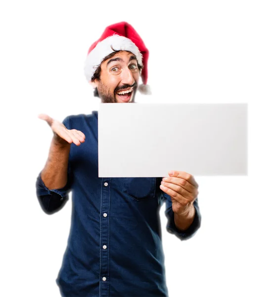 Santa Claus con pancarta —  Fotos de Stock