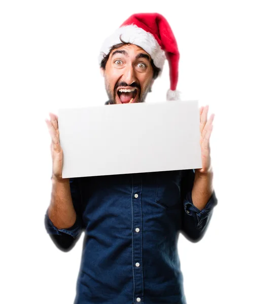 Santa Claus con pancarta —  Fotos de Stock
