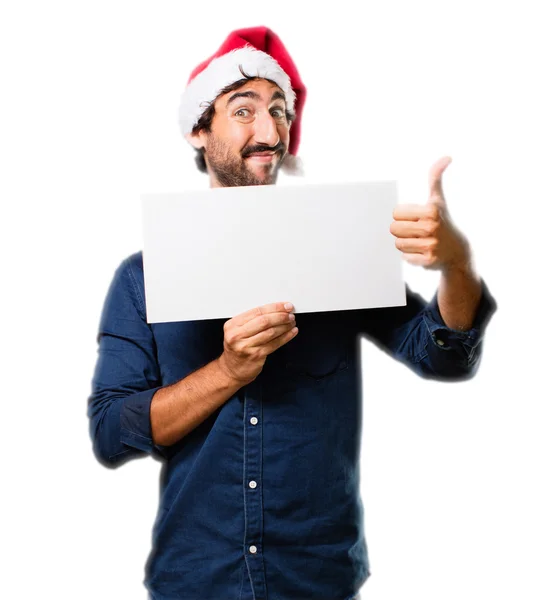 Santa claus with placard — Stock Photo, Image