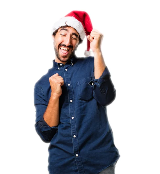 Santa claus with celebrating sign — Stock Photo, Image