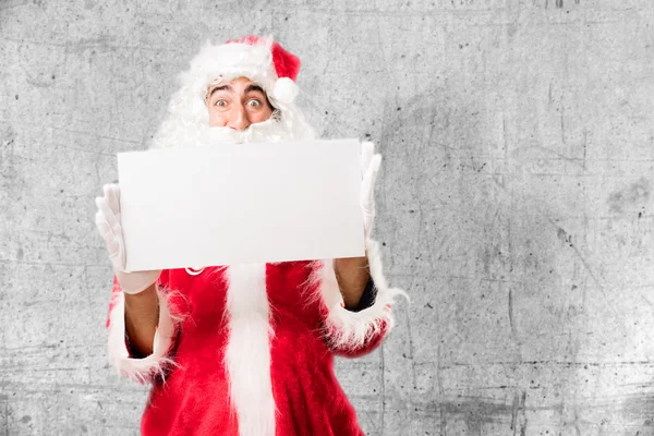Santa Claus con pancarta — Foto de Stock