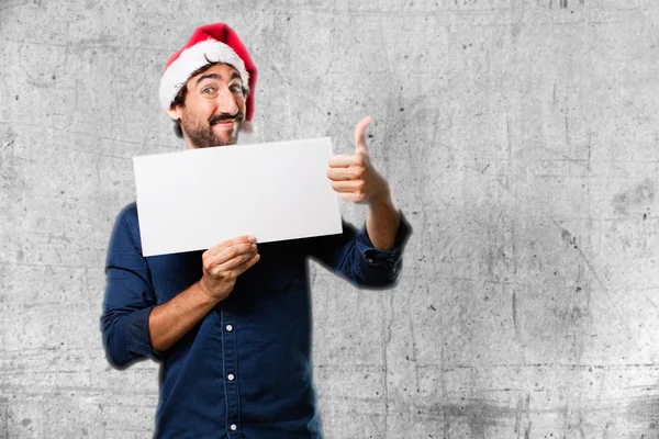 Santa Claus con pancarta —  Fotos de Stock