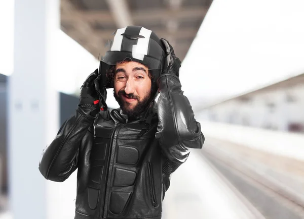 Glada MC Motorcykel hjälm — Stockfoto