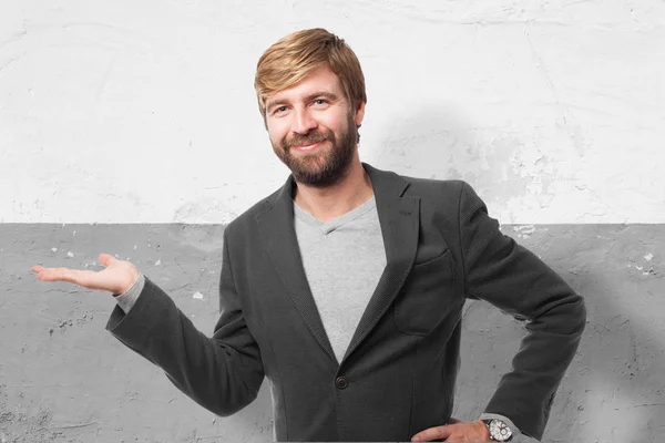 Feliz hombre de negocios mostrando gesto — Foto de Stock