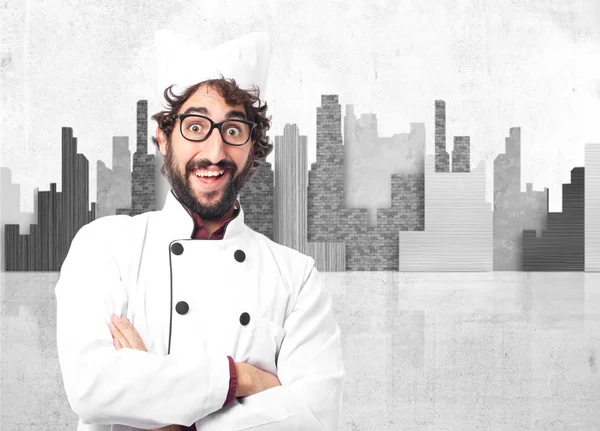 Glada kocken mannen i crazy pose — Stockfoto