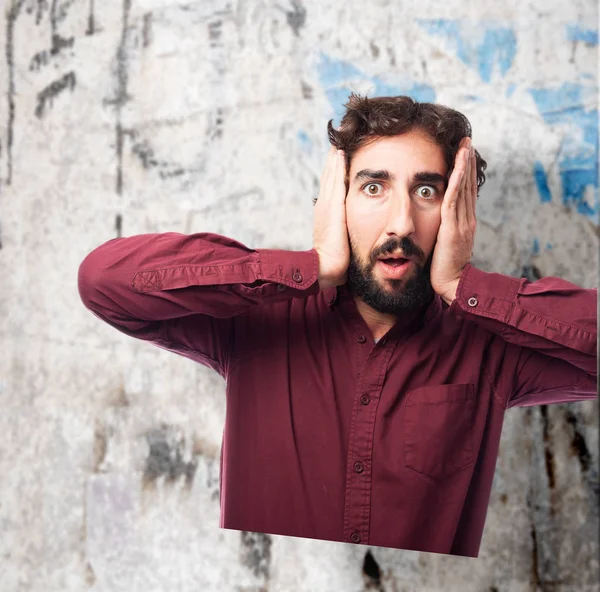 Worried young man surprised — Stock Photo, Image