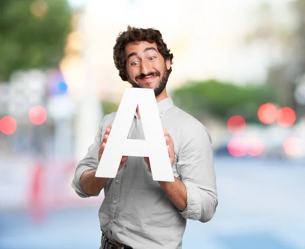 Louco homem com uma letra A — Fotografia de Stock