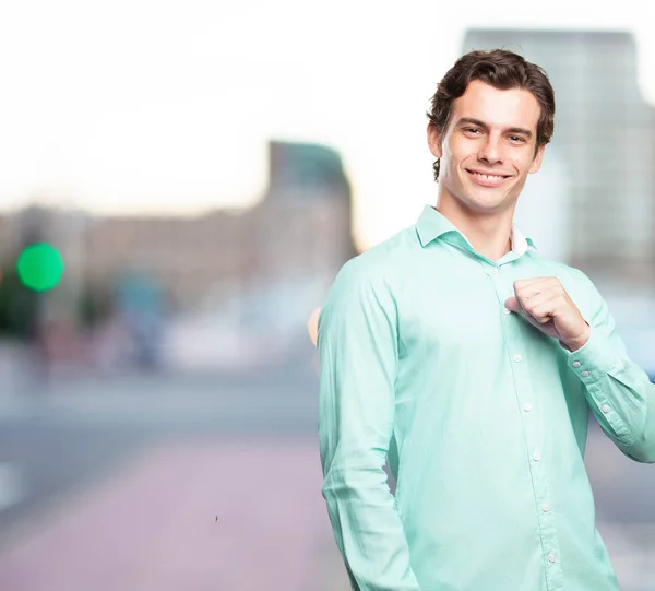 Happy businessman in proud pose — Stock Photo, Image