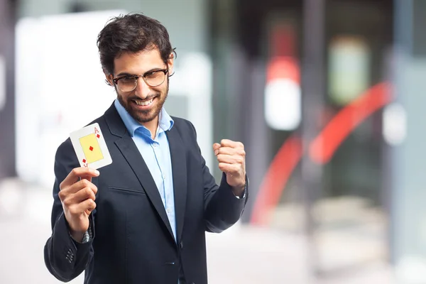 Indian businessman with ace — Stock Photo, Image