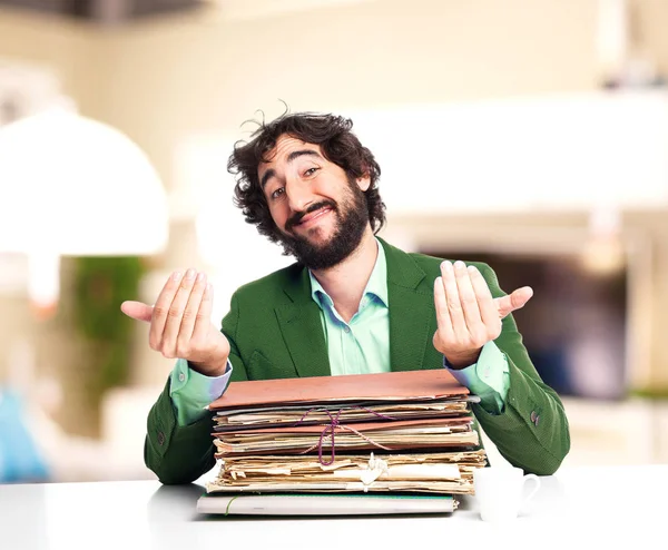 Proud businessman with files — Stock Photo, Image