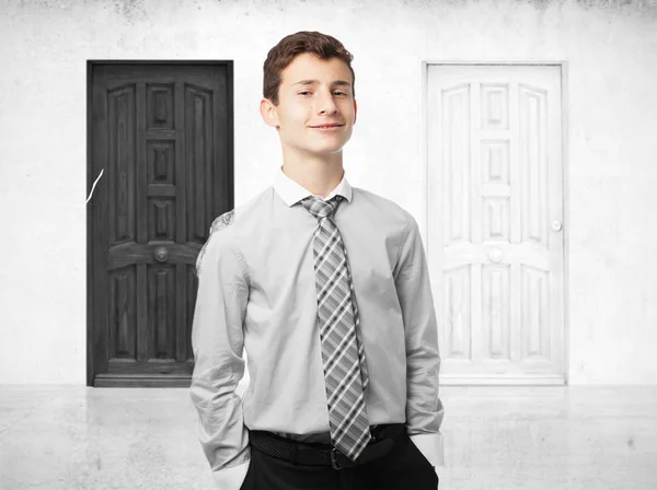 Happy businessman in proud pose — Stock Photo, Image