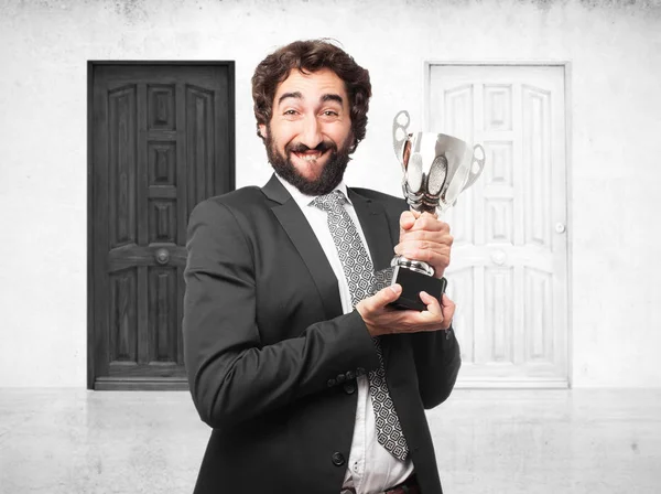 Happy man with sport cup — Stock Photo, Image