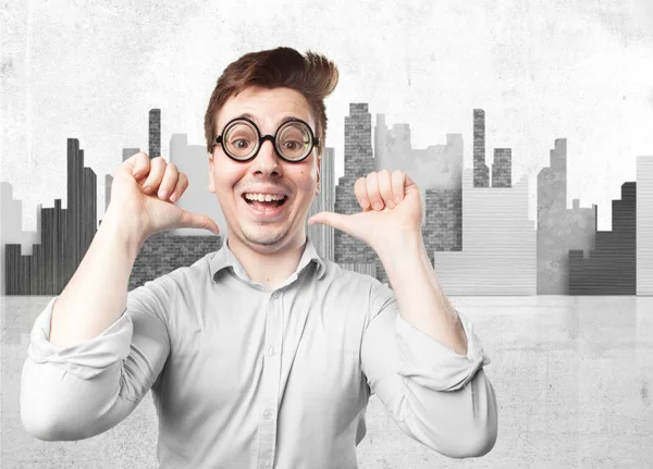 Happy young man in proud pose — Stock Photo, Image