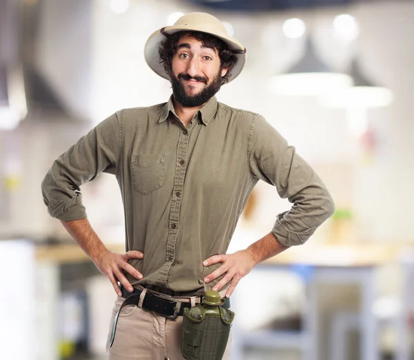 Tevreden explorer man — Stockfoto