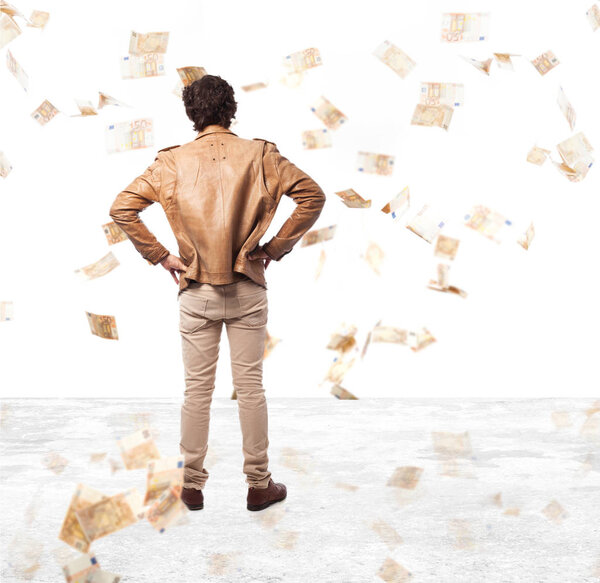  young man back thinking 