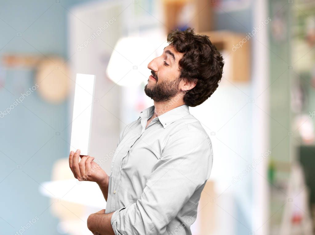 Crazy man with a letter I