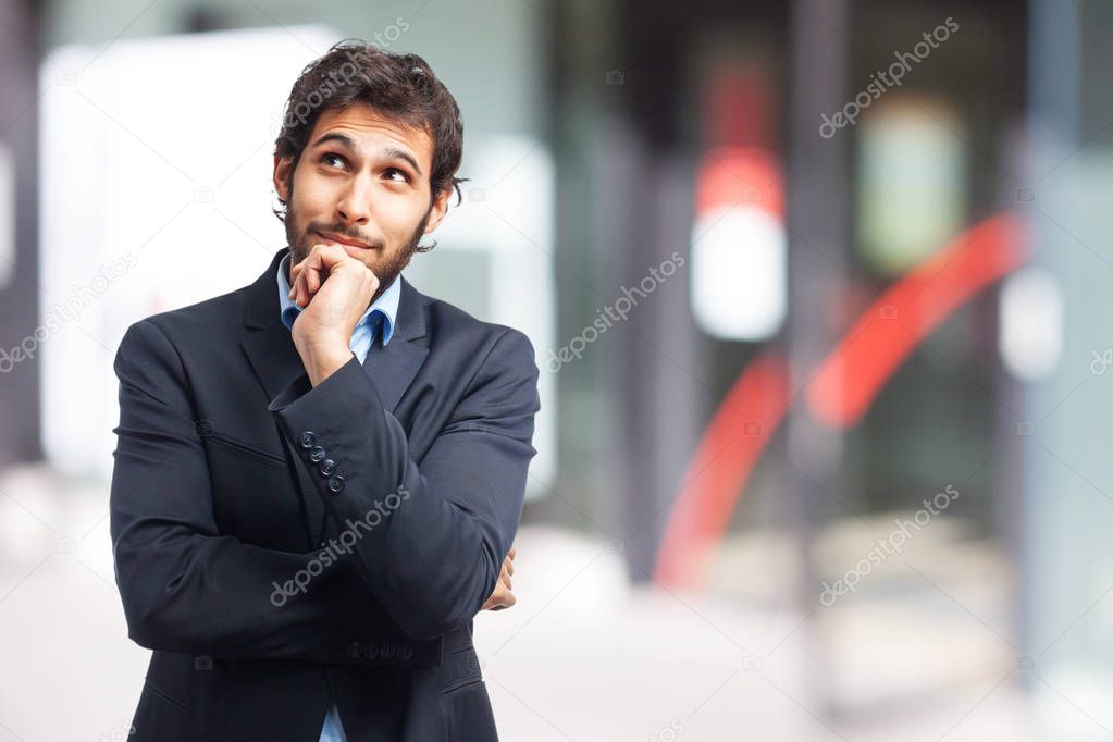 concentrated businessman thinking