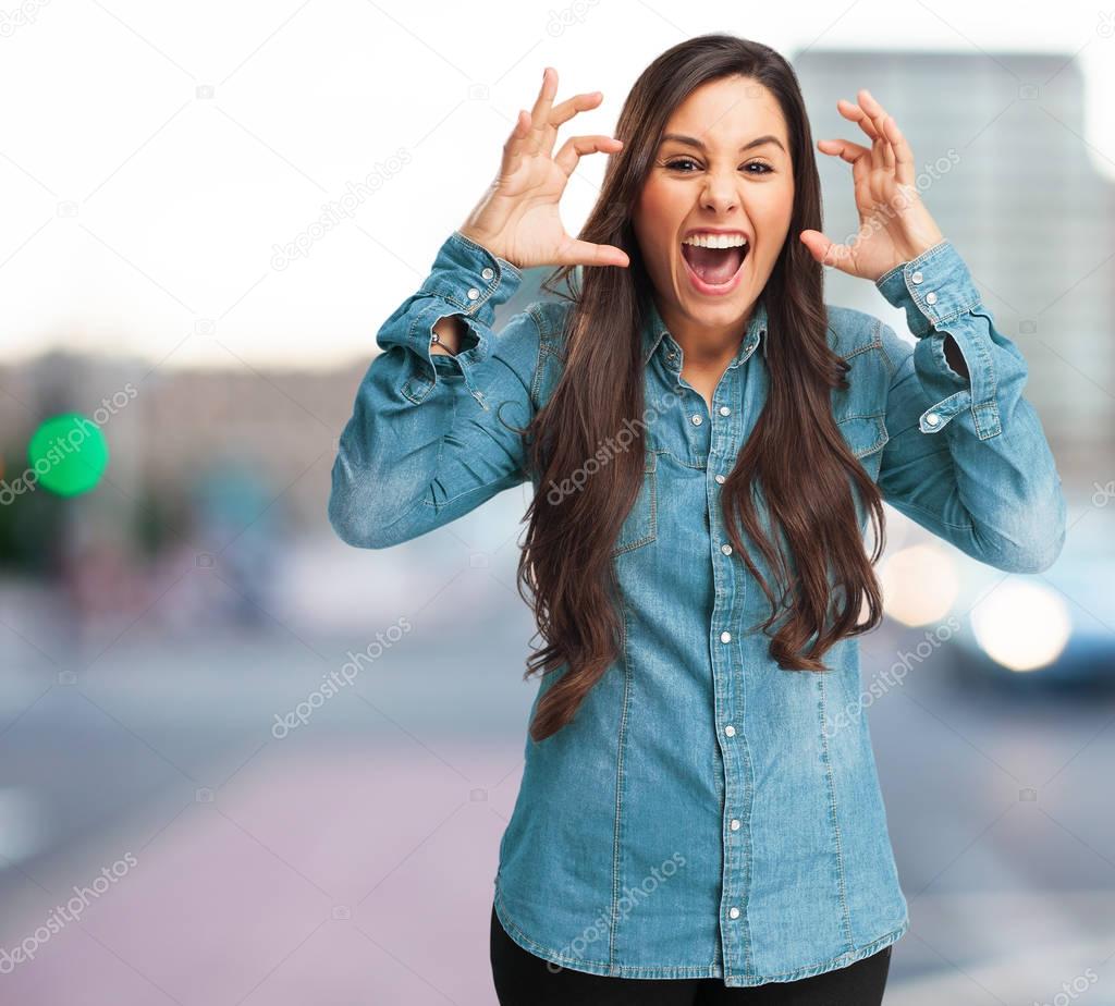 angry young woman shouting