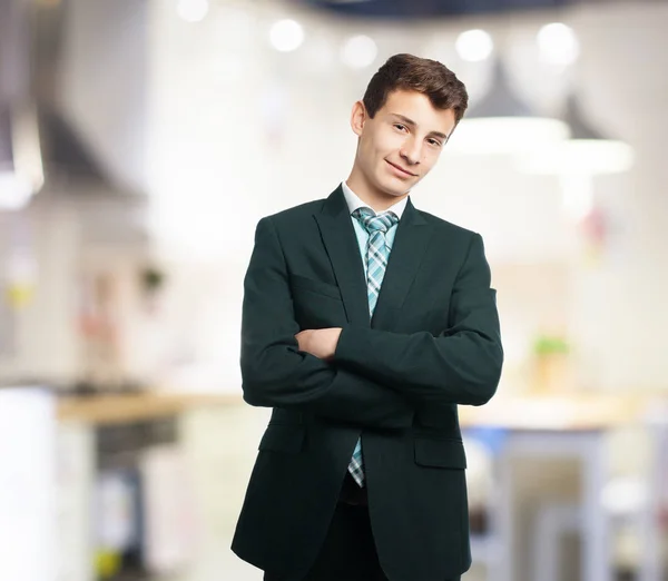 Happy businessman in proud pose — Stock Photo, Image