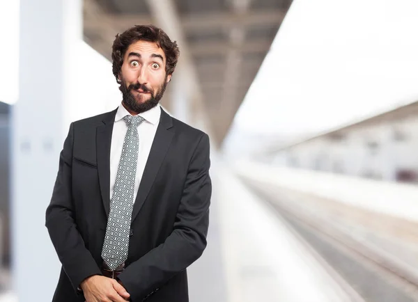 Happy businessman with surprised expression — Stock Photo, Image