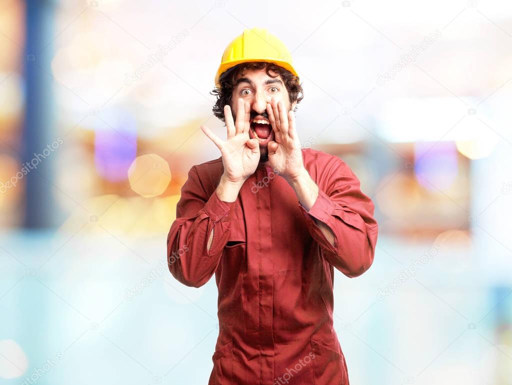 angry worker man shouting