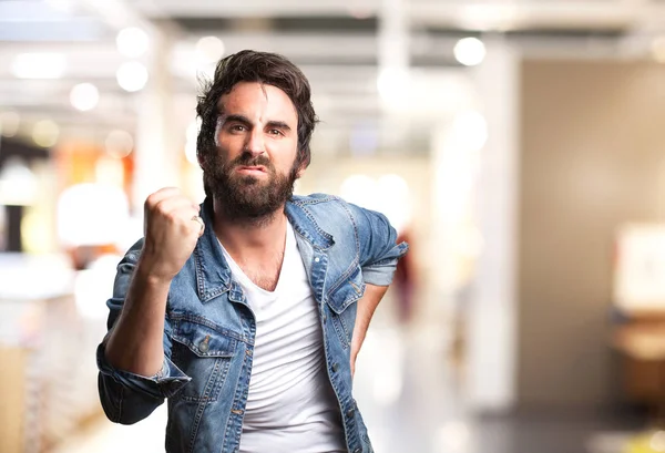 Proud rock star in angry pose — Stock Photo, Image