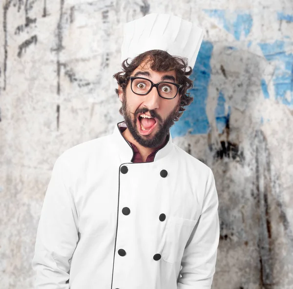 Cocinero asustado en pose preocupada — Foto de Stock