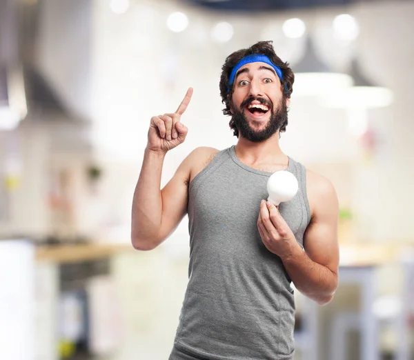 Hombre deporte feliz con idea —  Fotos de Stock